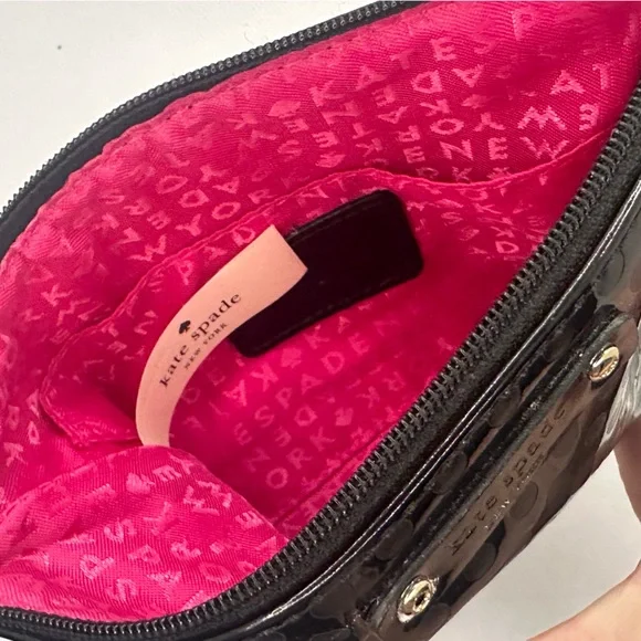 Kate Spade Black Polka Dot Patent Leather Wristlet Clutch | Y2K Chic - Picture 6 of 7